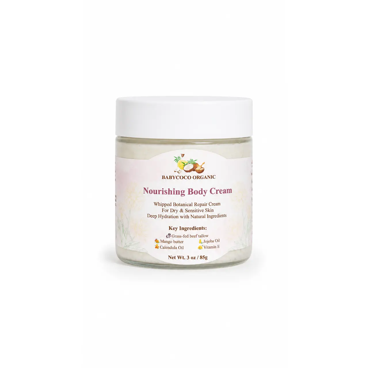 Face & Body Moisturizer Cream - Natural Tallow + Hydrating Soothing Formula for Dry Skin Body Care Needs Facial Cream Vitamins