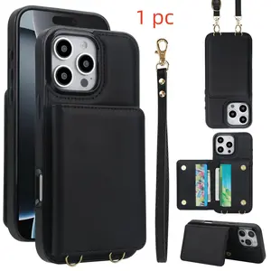 Wallet Case for iPhone 16e 15 14 13 12 Pro Max & More, Dual Magnetic Closure, Detachable Strap, Stand Function, Flip Cover Protection