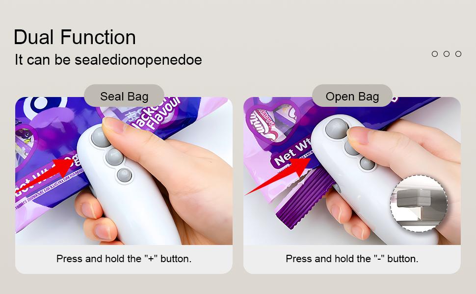 Mini snack bag sealing machine,Portable mini plastic bag sealer 2 in 1, plastic material, rechargeable, suitable for sealing and sealing snacks, coffee and pet food packaging Kitchen Preservation,Gift for Mother's Day