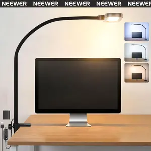 NEEWER Entry Level Version 10W Desktop LED Lamp with Clamp, Color Edge Lit Flexible Monitor Clip Light, 5 Color Modes, Eye Friendly Dimmable for Home Office Desk Study Reading Workbench, CRI80+, N33 summervibes