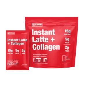 STRONG Coffee Company Vanilla Latte + Collagen Travel Packs 15g Protein 5g MCTs 2g Fiber Nutritious Delicious Coffee Mix Antioxidant Dietary Supplement - Nutrient Rich