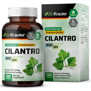BioKrauter Cilantro Supplement 800 MG - 100 Capsules, Natural Detox & Nerve Support, Vegan, US Healthcare, Fitness, Edible, Dietary