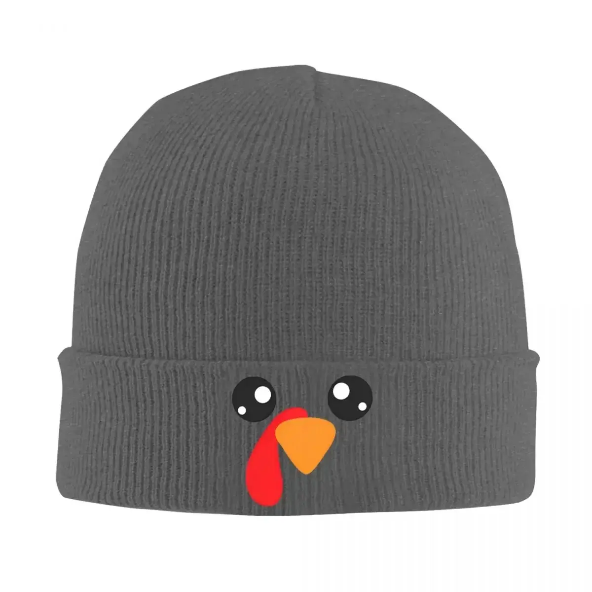 S&T Turkey Face Beanie - Soft and Warm Winter Hat with Cute Turkey Eyes and Mouth, Gray Turkey Feathers, Suitable for Men and Women, Unisex Thanksgiving Costume Accessory, Hand Washable