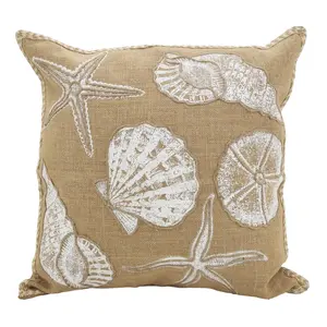 SARO  20 in. Moravia Square Seashells Down Filled Throw Pillow - Natural