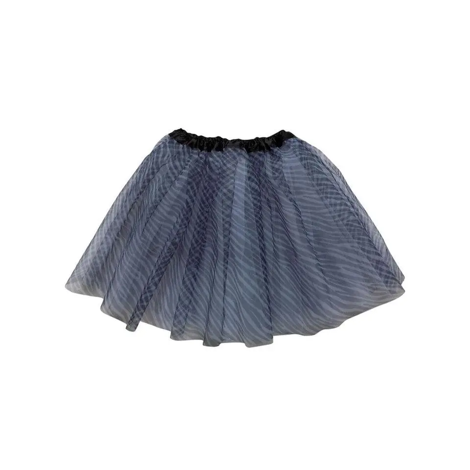 Zebra Tutu Skirt for Women – 3-Layer Tulle Ballet Skirt for Costume, Dress-Up, Dance, & Cosplay