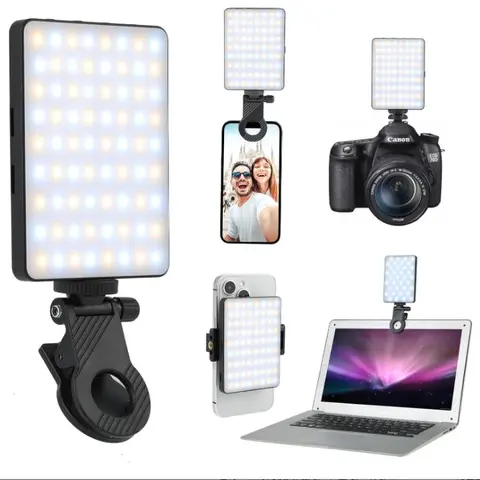 Professional Selfie Ring Fill Light - 7W Max Vlogging Equipment, 96 LEDs, 3 Modes, 2000mAh Polymer Battery, 3H Usage, USB Charging, Smartphone/Mobile Phone Accessories for iPhone, Webcam, Laptop