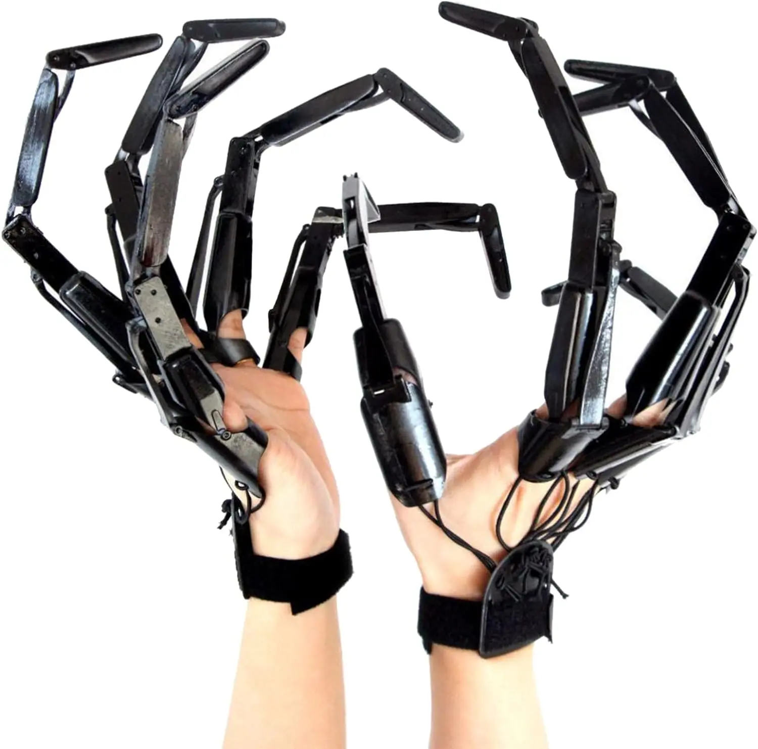 1 Pair 3D Printed Flexible Articulated Halloween Finger Claws - Latex Plastic Party Favor, Universal Size Fit, Cosplay Prop Accessories, Best Gifts (Black)