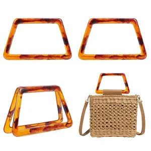 Leopard Print Trapezoid Bag Handles, 2 Counts Chic Replacement Handles for DIY Purse, Straw Bag & Crochet Bag Making, Festival Christmas, Bag Accessories