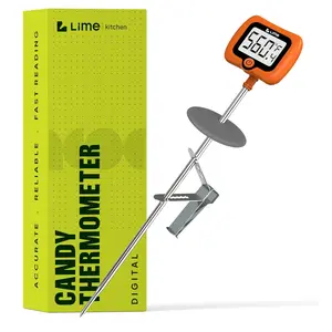 Digital Candy Thermometer with Pot Clip, 10" Long Stainless Steel Probe, Instant Read Kitchen Thermometer for Cooking, Baking, and Candy Making