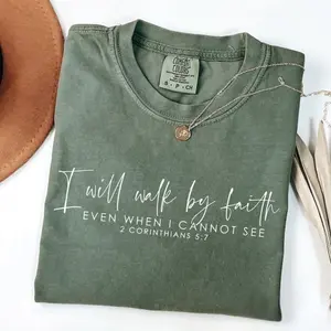 Comfort Colors Religious TShirt, I Will Walk by Faith, Christian T-Shirt, Bible Verse Tee, Faith T-shirt, Christian Apparel