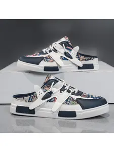 Large Size Men's Slip-On Sandals, Summer Hollow Out Breathable Thick Sole, One-Step Beach Shoes, Comfortable and Stylish Footwear