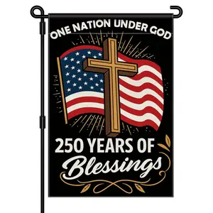 Blessings 250 Years America Garden Flag, 250 Anniversary USA Flag America Patriotic Banner 250 Year One Nation Under God 4th of July Double-Sided Waterproof 1776-2026 Commemorative Flag 12x18 Inch