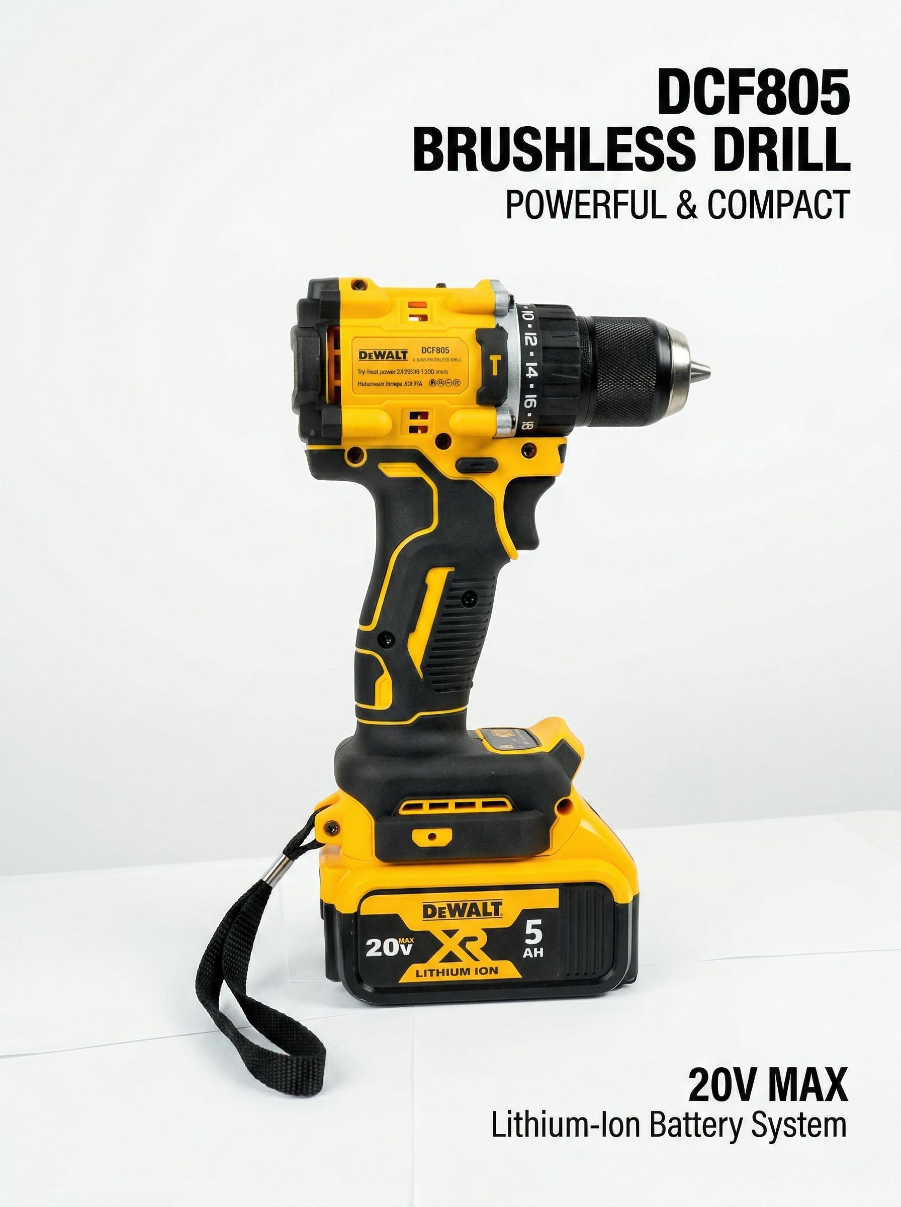 DEWALT DCF805 20V Impact Driver with Battery & Charger – 1/2 Inch Chuck – 0-2000 RPM – For General Fastening Applications
