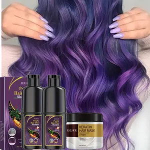 A 3-piece combination of purple hair dye shampoo and scalp care hair mask can be used to moisturize damaged hair, providing hydration and hydration. Make hair natural and shiny, suitable for both men and women Haircare