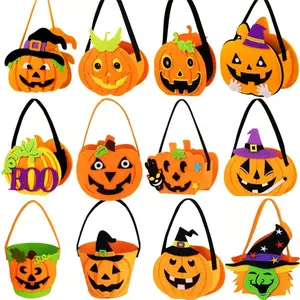 1/5pcs-Halloween candy bag portable felt candy bag pumpkin bag Halloween accessories gift bag candy bag