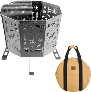 Nauturehike Portable Fire Pit, Foldable Portable Fire Table with Storage Bag, Wood Burning, Cold Weather or Festival Use Nauturehike