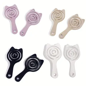 1/20Pcs Mini Cat Shape Detangling Hairbrush, Portable Travel Scalp Massager, Nylon Bristles, ABS Handle, Wet/Dry Use, Hollow Styling Comb, Nylon Hair Brushes, Detangler Brush