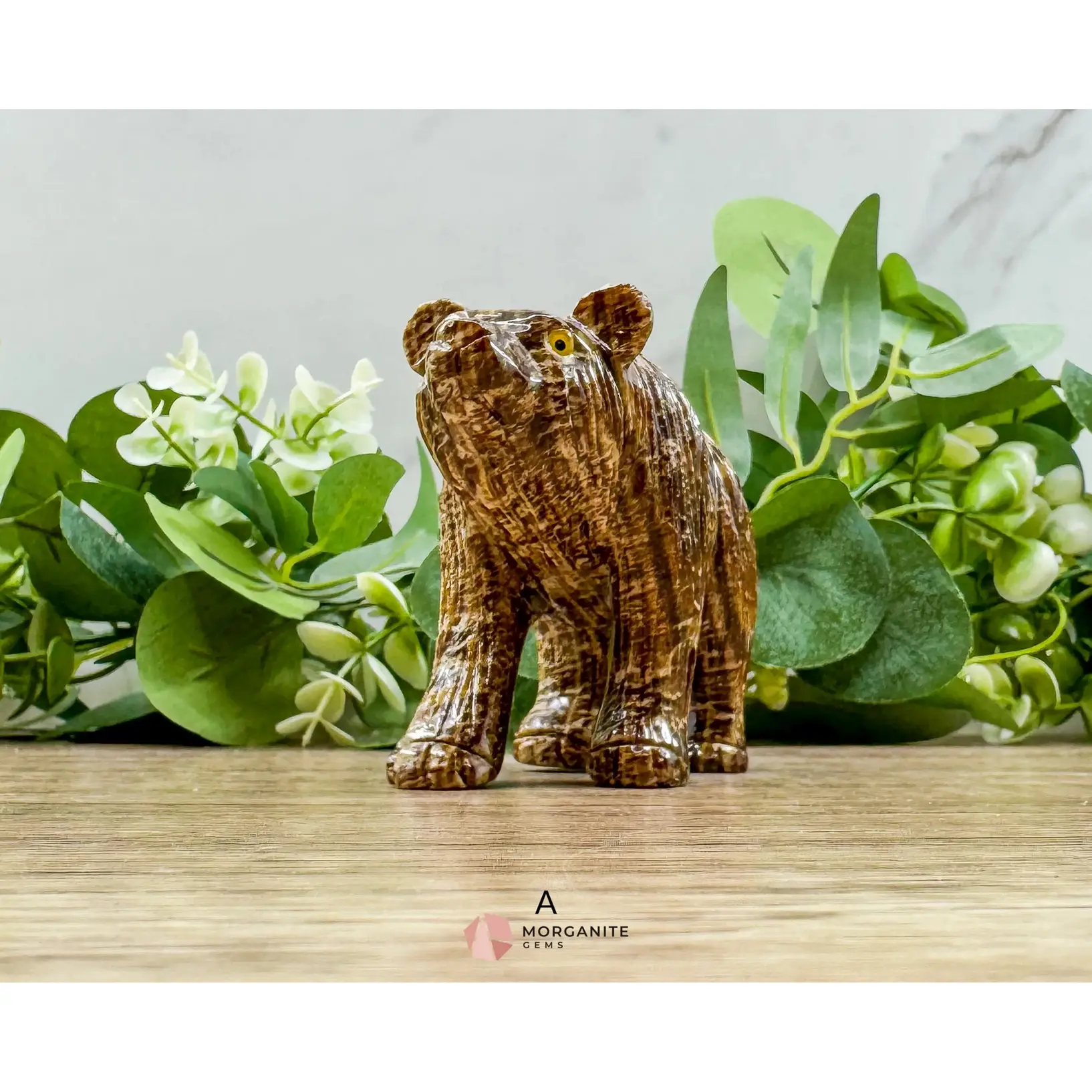 Hand-Carved Soapstone Bear – 3" Tall Natural Stone Figurine