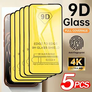 5 Pcs 9D Tempered Glass Screen Protector for iPhone X/XS/XR/XS Max/11/12/13/14/15/16/16e/17e/17/Pro Max/Air Series, High-Definition Glossy Finish, Easy Installation, Scratch & Impact Resistant, Anti-Fingerprint