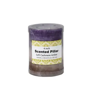 Jeco CPC-3413-24 3 x 4 in. Sand Scented Pillar Candle, Purple - 24 Piece