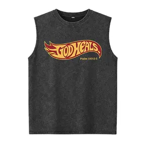 God Heals Hot Wheels Style Washed Vest  Psalm 103:2-5 Christian Graphic Washed Vest