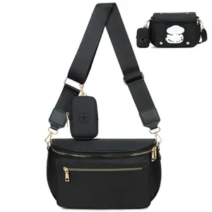 Eslcorri Small Crossbody Bag for Women – Nylon Mini Travel Bag with Wipes Dispenser, Lightweight Fanny Pack for Daily Use & Baby Care