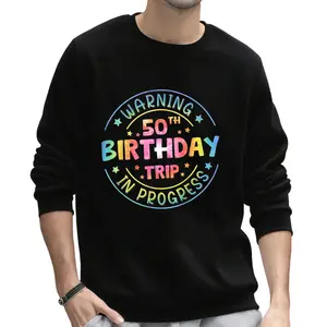 Unisex Long Sleeve 50th Birthday Sweatshirt – Vintage Black Birthday Warning Print