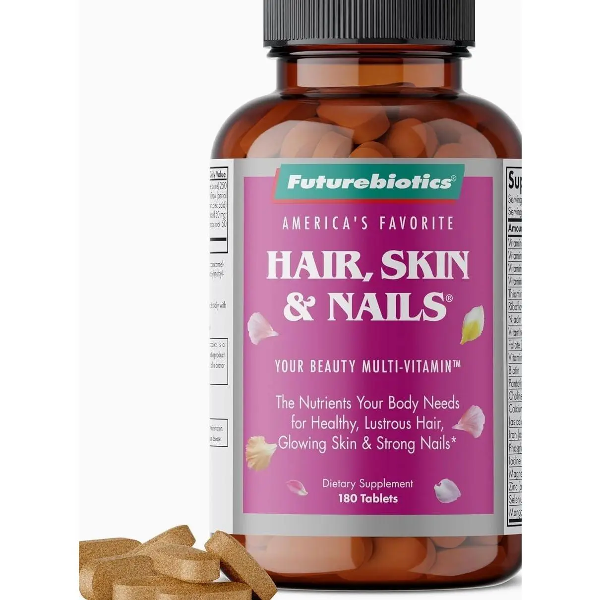 Futurebiotics Hair, Skin & Nails Beauty MultiVitamin with Biotin, Hair Vitamins and Skin Vitamins That Promote Healthy Hair and Nail, 180 Tablets