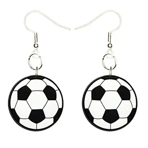 Soccer Earrings Hypoallergenic Silver Plated Fishhooks Yazzle Dazzle Football Soccer Sport Sports Rugby Futbol Cheerleader Goal Free Kick Ball