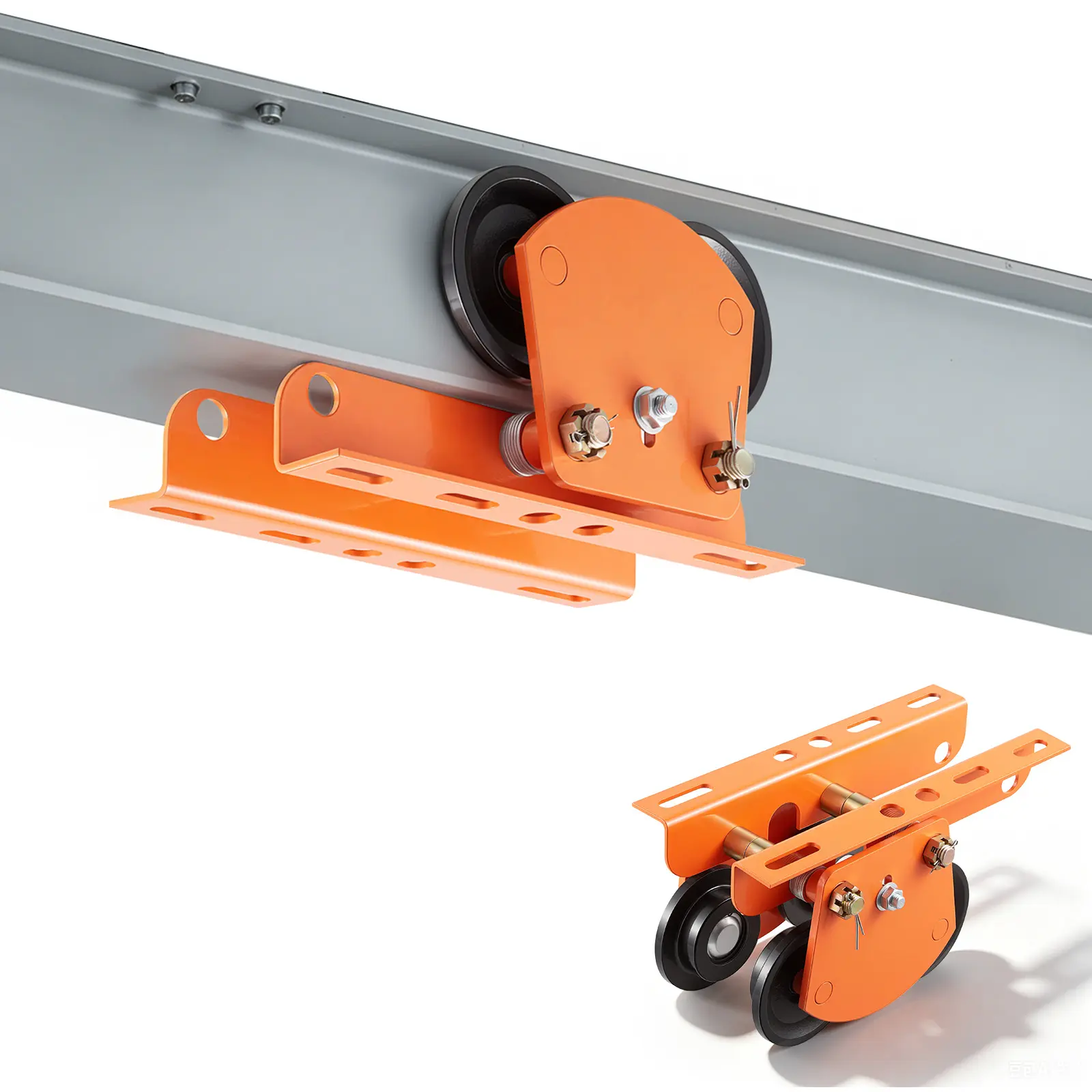 【SummerFinds】VEVOR Electric Hoist Manual Trolley, 2200 lbs/1 Ton Load for PA600 PA700 PA800 PA900 PA1000, Push Beam Trolley with Dual Wheels, 2.68"-4.33" Adjustable Beam Flange Width for Straight & Curved I-Beam