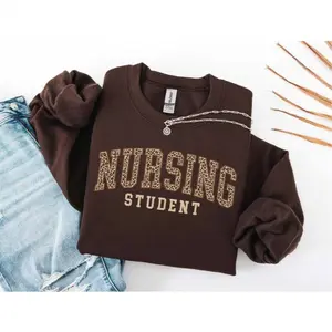 Nursing Student Short Sleeved Sweatshirt, Student Nurse School Student Shirt, Future Nurse In The Making Leopard Nurse Cotton
