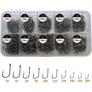 300 count/ 500 count/ 1000 count Small Fishing Hooks, 10 Different Sizes  Fish Hook Set for Freshwater