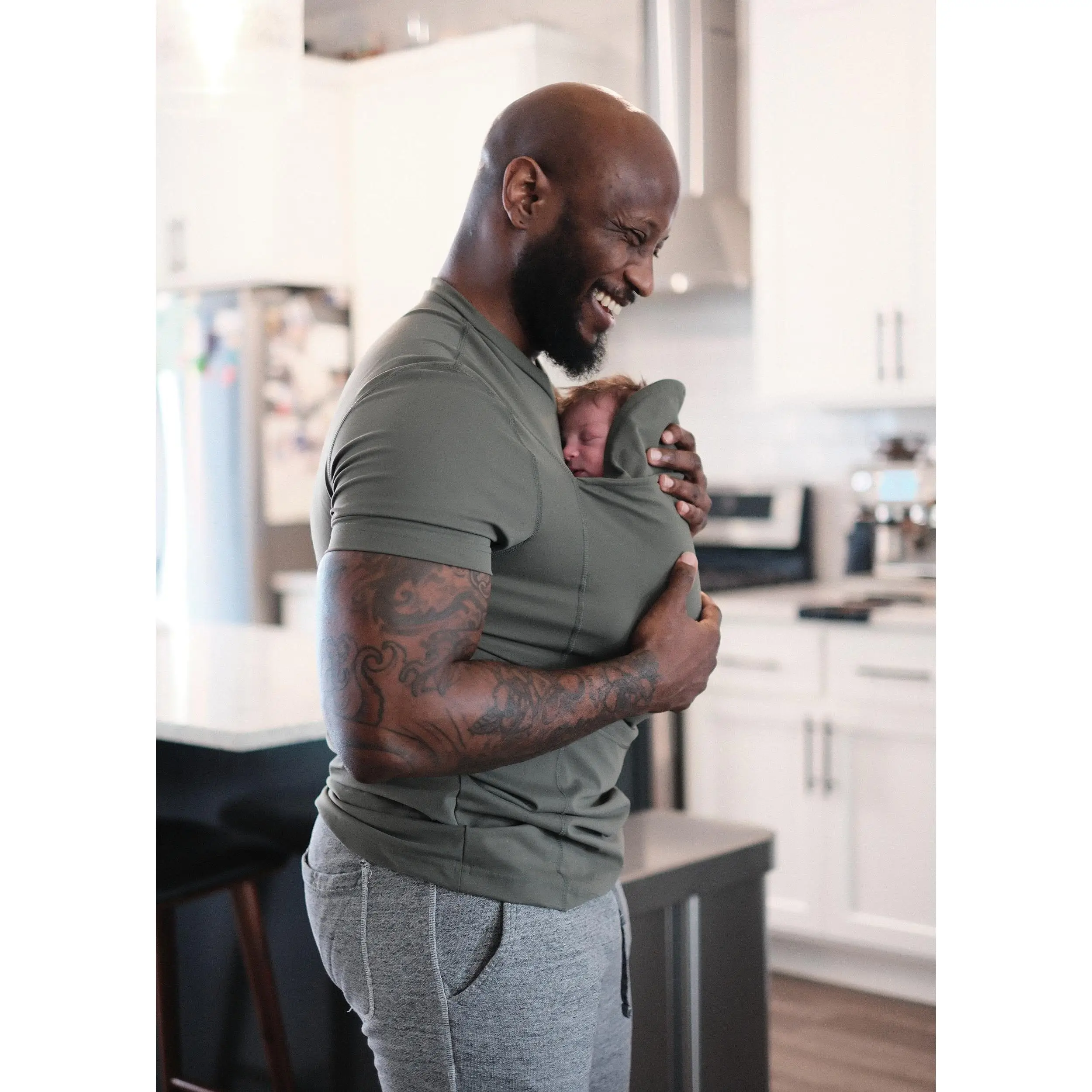 Dad Shirt | Fern | Hands-Free Baby Carrier for Dad with Kangaroo Pouch | Engineered for Bonding, Safety, & Comfort for Newborns Up to 15 Lbs. | CPSC A