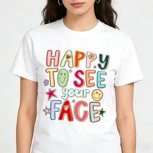 Comfort Colors Happy To See Your Face Teacher Shirt Hand Drawn Colorful Doodle Stars Messy Glitter Teacher T-shirt Appreciation Gift Tee