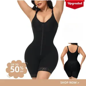 Quriov Upgraded Shapewear Tummy Control Butt Lifter Shaper with Zipper Crotch & Detachable Shoulder Strap – Black Nylon Fabric for Women's Daily Wear