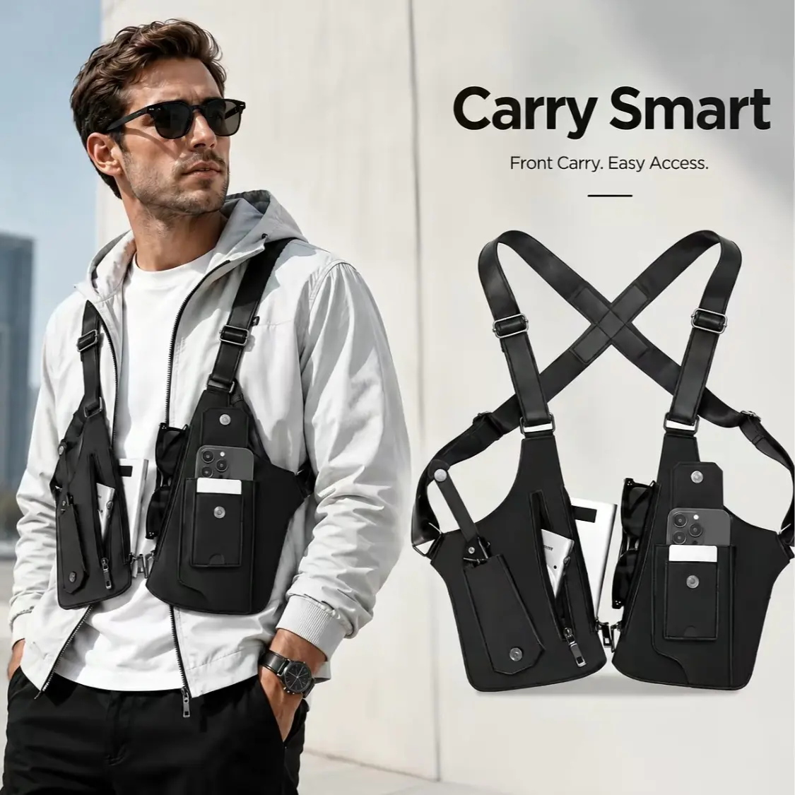 Men's Leather Underarm Bag, VintageAnti-Theft Shoulder Holster with Adjustable Strap for Outdoor Cycling & Travel, Gifts for Him, Leather Bags handbag