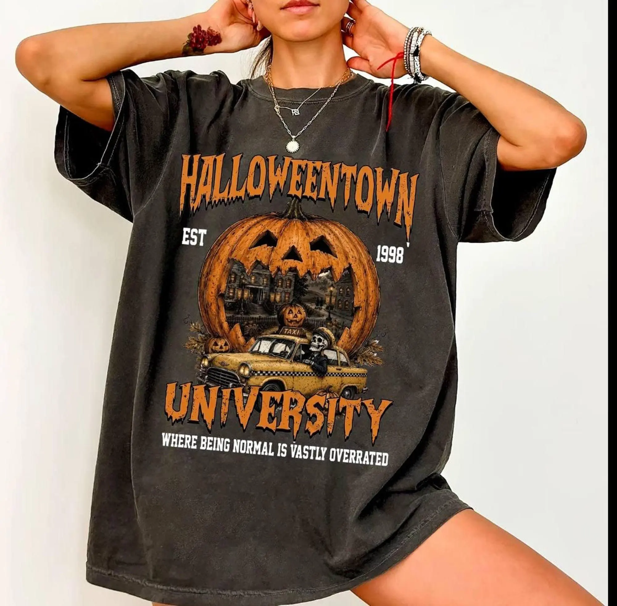 Halloween University Comfort Colors Shirt, Vintage Halloweentown , Halloween Pumpkin Crewneck