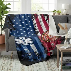 American Flag Firefighter and Paramedic Flannel Blanket  Honor Loyalty Rescue Print Design  Soft Cozy Durable Warm Throw  Perfect for Home Decor  Office Nap  Sofa Couch  Outdoor Camping  Memorial Gift  Everyday Comfort Use tiktokshopspringglowup