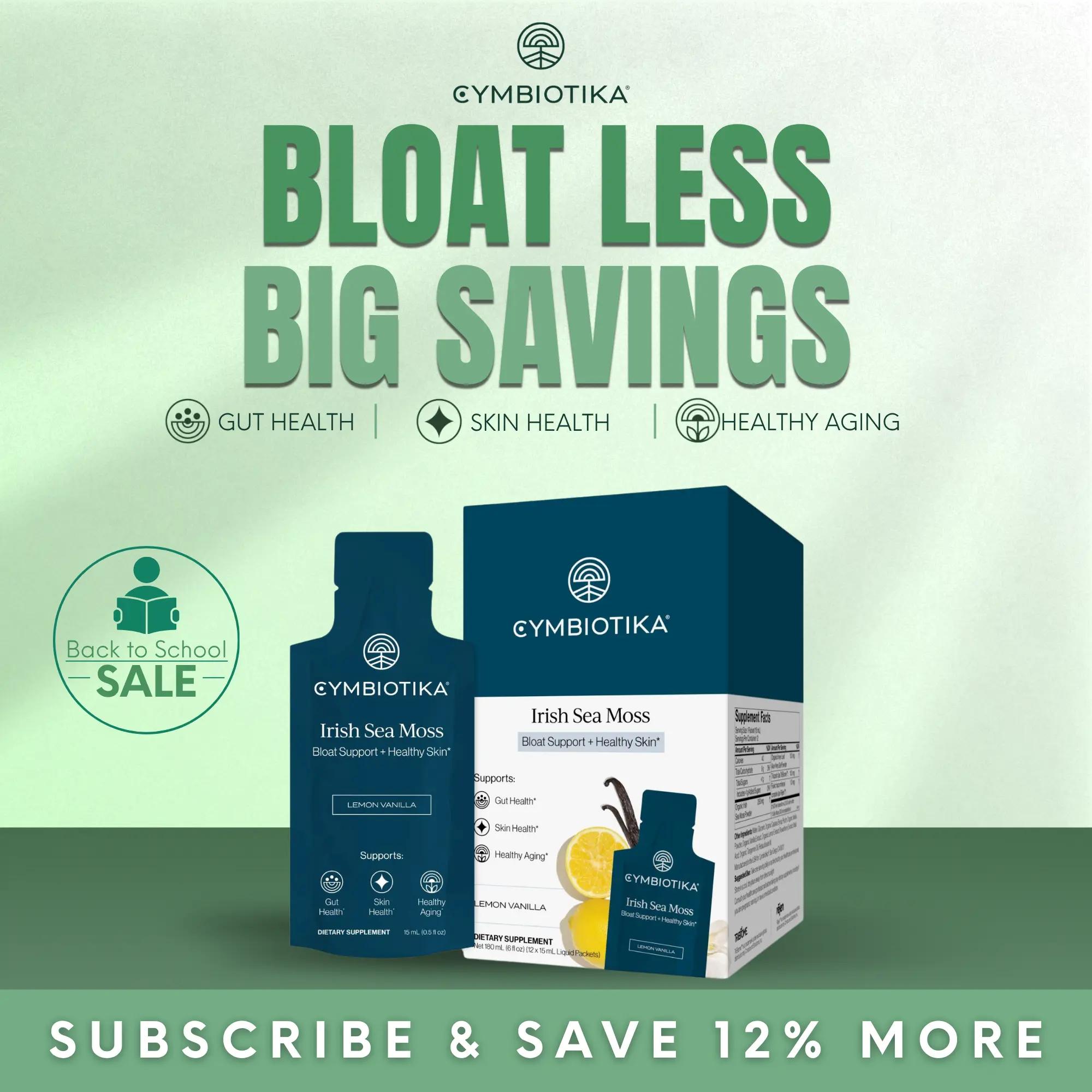 Irish Sea Moss | 12-Packet Starter Kit | Gut Health, Radiant Skin & Thyroid Support | Reduce Bloat & Hormonal Balance | Cellular Energy & Healthy Aging | with Aloe, Tribiome & Rējen | No Gel, No Refrigeration | Plant-Based | Third-Party Tested