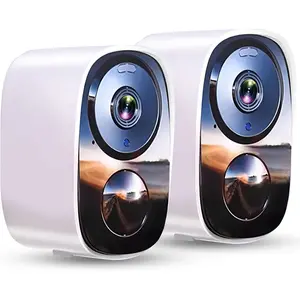 2026 Upgraded 2K Wireless Outdoor Security Cameras 2 Pack, Free Cloud Storage, Long Battery Life, AI Motion Detection, Spotlight & Siren, Waterproof WiFi Surveillance Camera with 2-Way Talk
