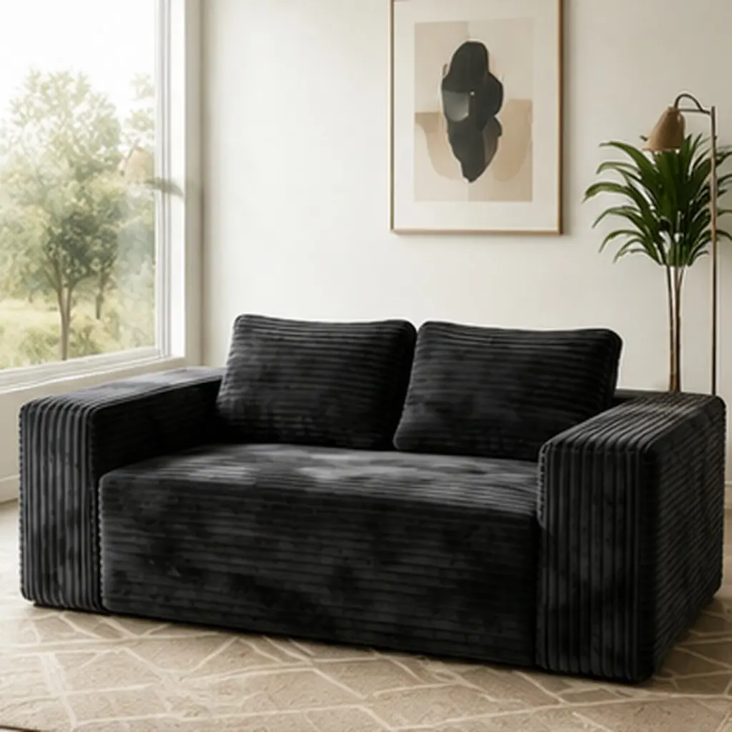 Cloud Loveseat Sofa Couch in a Box 2 Seater Boneless Couch Comfy Deep Seat Corduroy Sofa Compressed No Assembly Memory Foam Modern Small Couches for Living Room Bedroom Apartment Gray, Gray Color Options, Corduroy Material, 2 Seat Seat Count