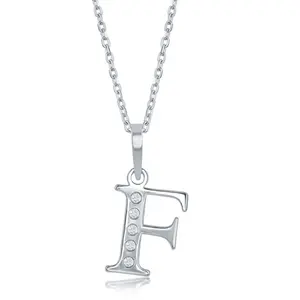 Sterling Silver, 0.03cttw Diamond Accent 'F' Initial Pendant w/Chain