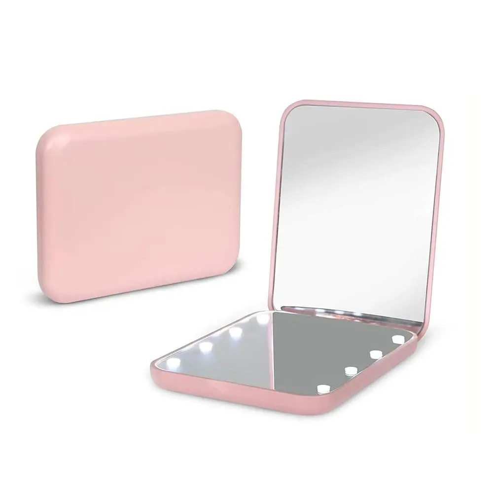Portable LED Light Pocket Mirror, 1X/3X Magnification Compact Travel Makeup Mirror with Light for Purse, 2-Sided, Folding, Handheld, Illuminated Mirror