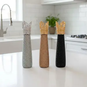 Crown Bling Water Bottle - Elegant Drinkware Tumbler with Sparkling Design