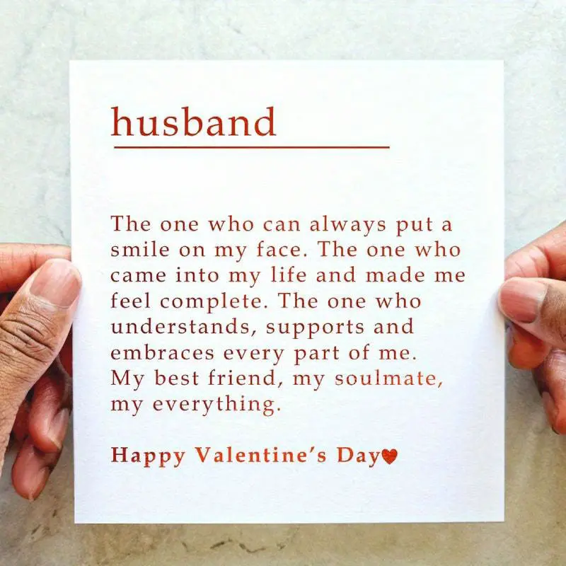 1pc Thoughtful Definition Husband Valentines Card - Romantic Valentine's Card For Husband - Cute Valentine's Day Card - Valentines - Red Foil