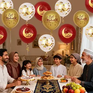 15pcs/set Eid Mubarak Moon Star Latex Balloons for Muslim Islamic Festival Decoration 2026 Ramadan Kareem Party Supplies