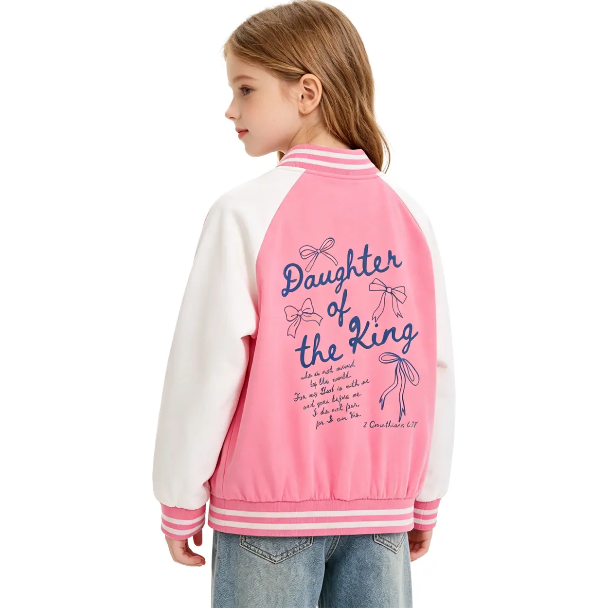 Boys Girls Lightweight Knit Varsity Bomber Jacket, Color Block Raglan Sleeve Striped Trim Baseball Coat, Button Front Loose Fit Casual Outer Top for Children All Season Travel Sports