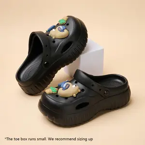 Women's Fashion Slippers Cute Style Design Non-slip Sole Comfortable Breathable Casual Shoes Beach Home Sandals Indoor Outdoor Wear Versatile Soft Slippers Walking Shoes Girl Footwear Flipflop Slide Black EVA Material