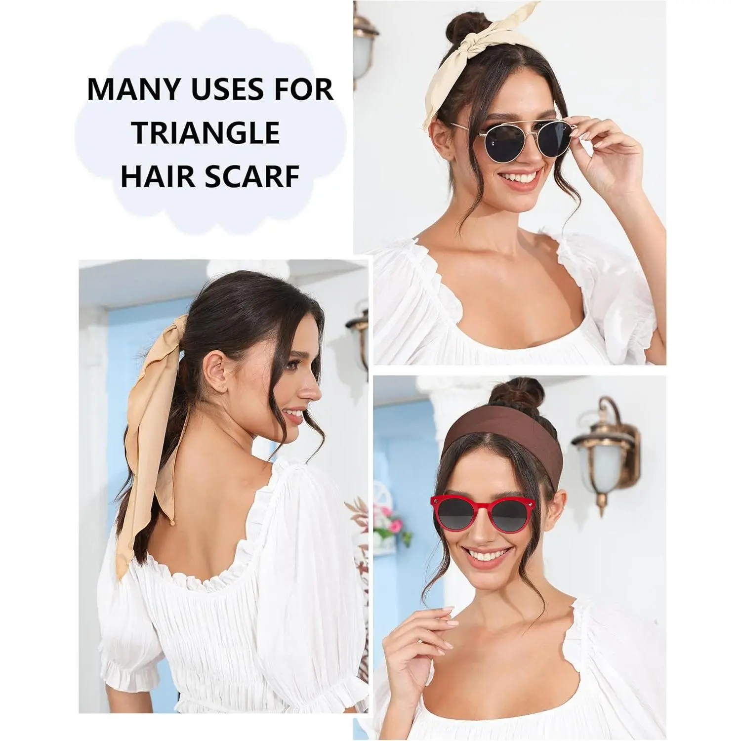 HSA24 3Pcs Hair Bandanas Head Kerchief for Women Girls Tie  display picture 3