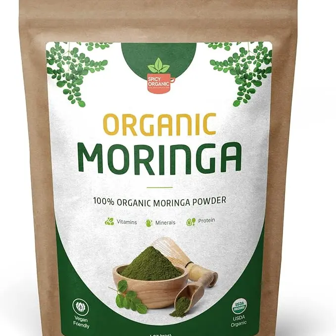Green Moringa Superfood Powder 4 oz. - 100% Pure Moringa Oleifera Leaf Powder for Tea and Hair, Nutrient-Rich Energy Booster - Certified USDA Organic, Non-GMO, and Raw from India Beverage